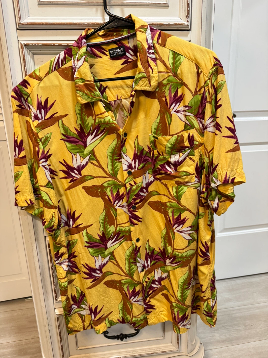 Buffalo Men's Yellow Floral Short Sleeve Button Up Shirt - photo 3