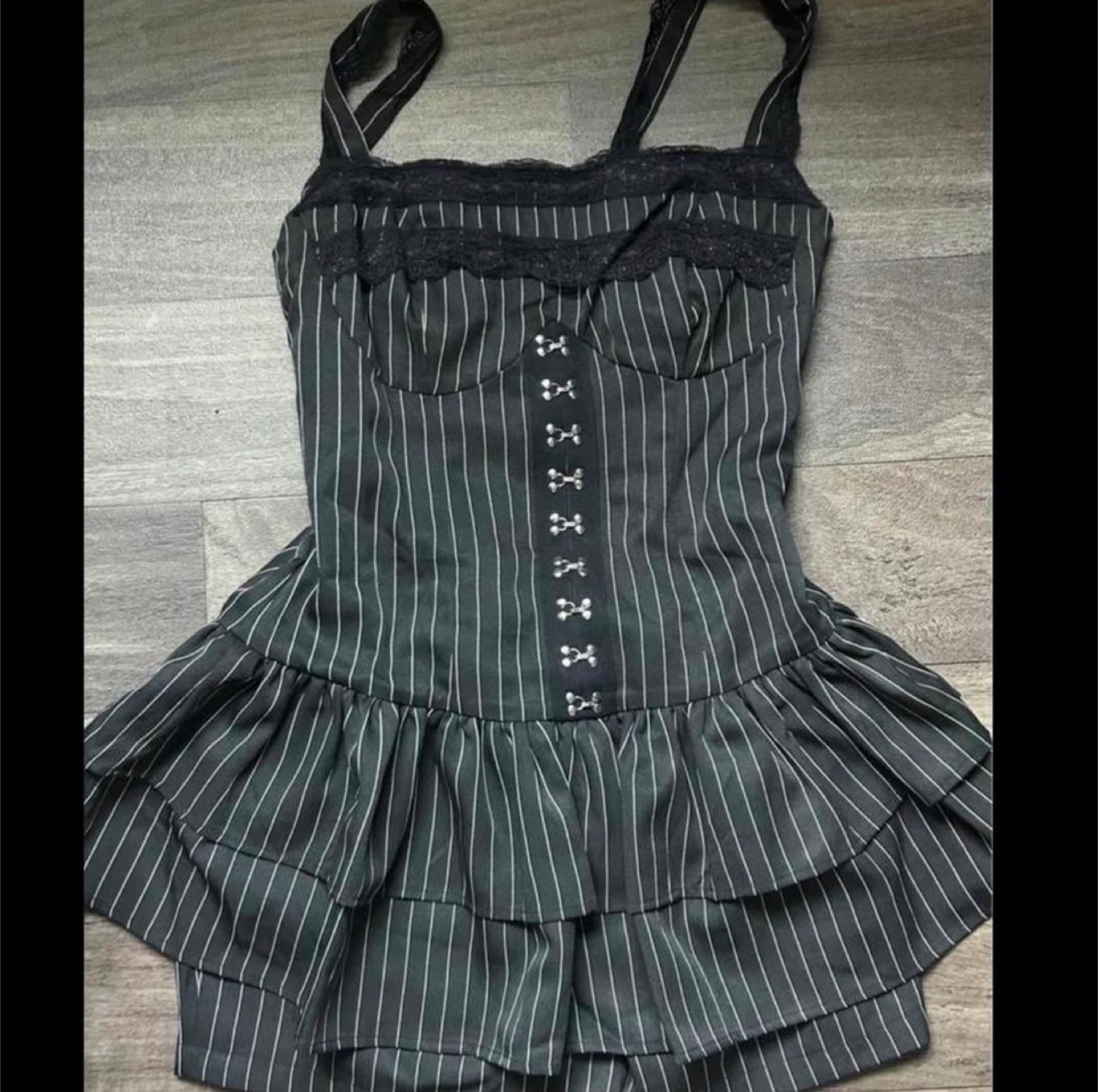 Striped Ruffle Romper Dress