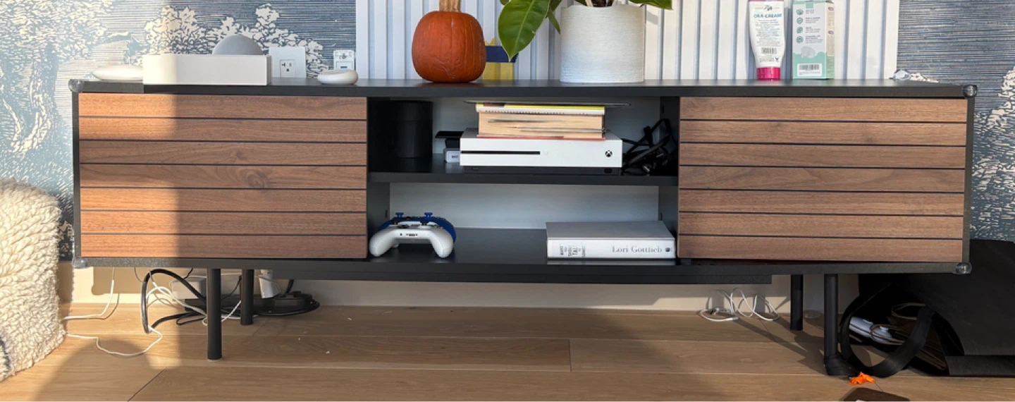 Media Console / TV Stand with Wood Grain Doors