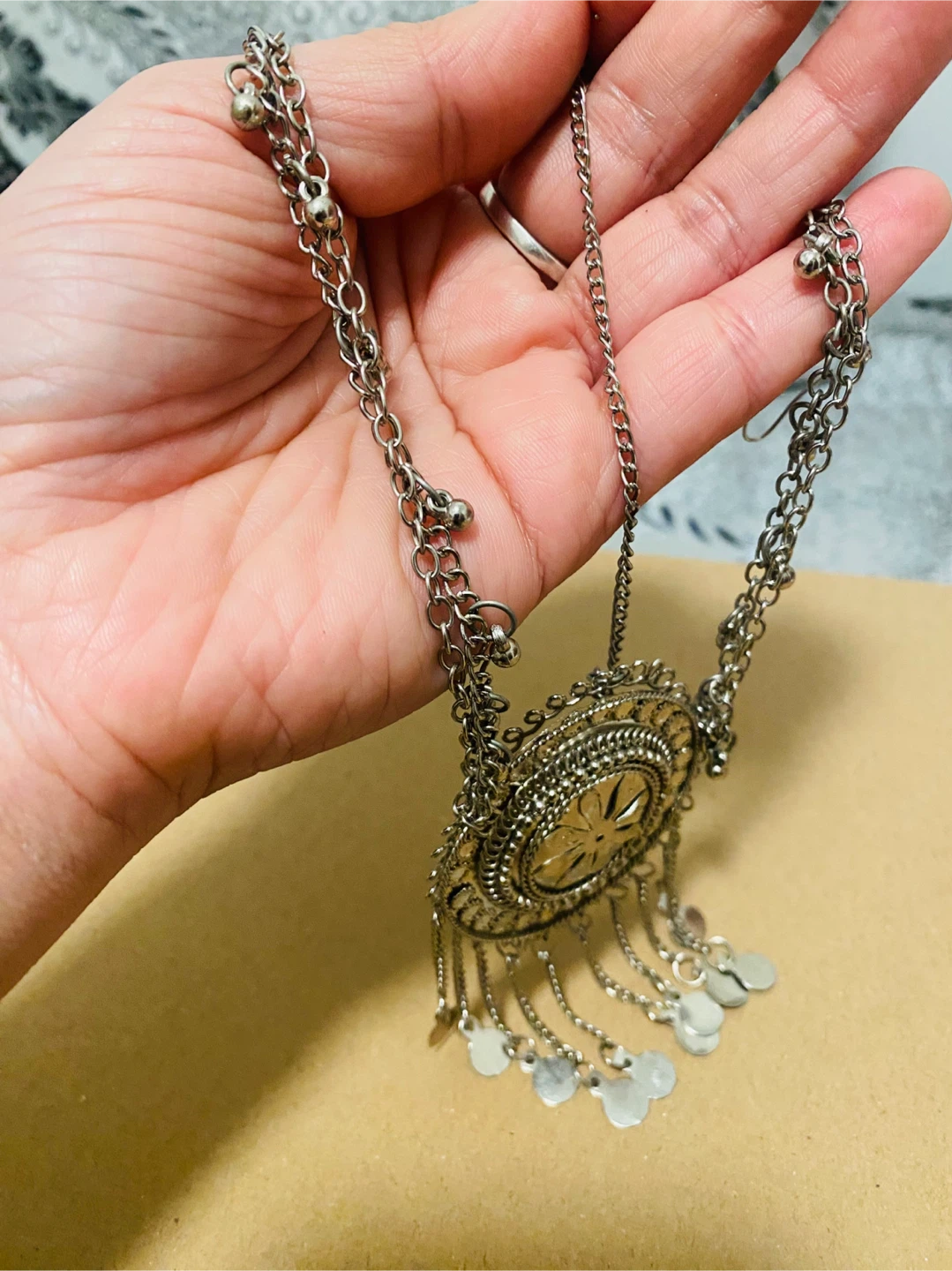 Silver Tone ethnic Chain Headpiece with Dangles - photo 4