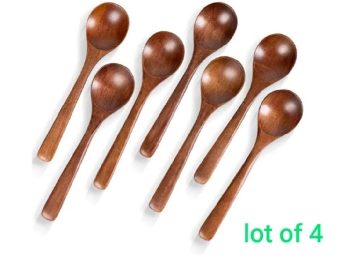 Hefild 7PCS Wooden Spoons for Eating, 7 inch Wooden Honey Spoons