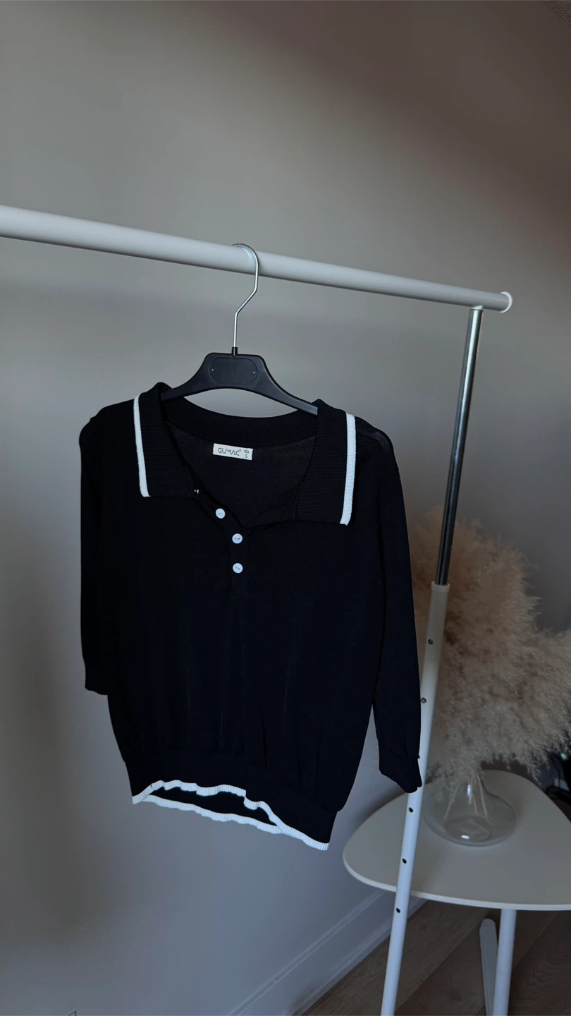 GUMAC Black & White Trim Polo Shirt - Size S - photo 4