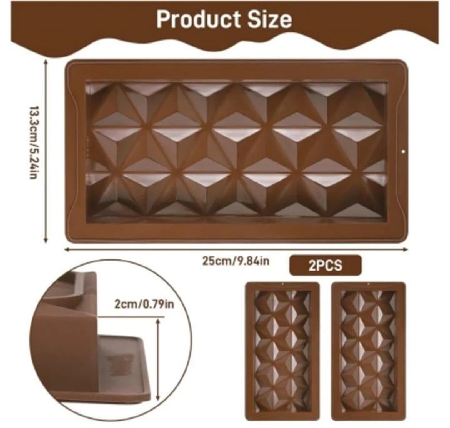 TranRantic Deep Chocolate Bar Molds Silicone, Chocolate Mold - photo 3