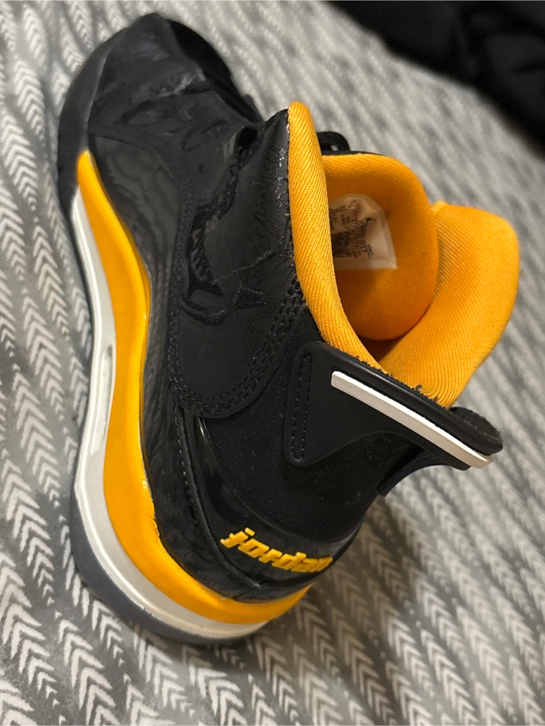 Jordan Black , yellow, and white Basketball Shoes