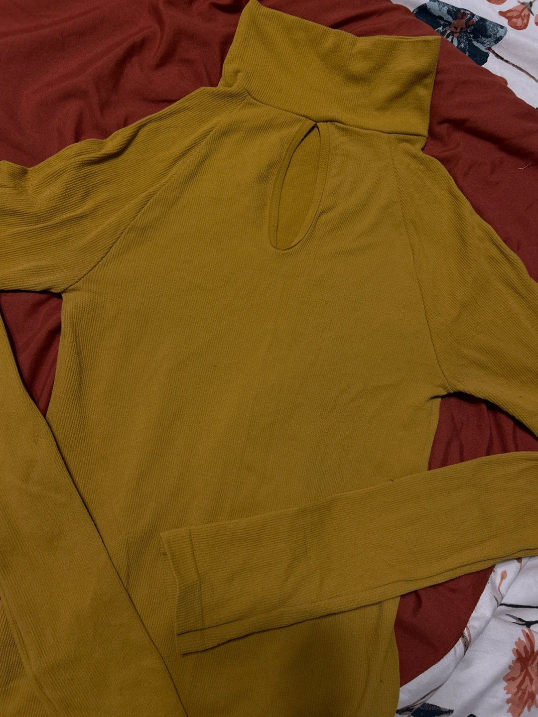 Mustard Yellow Ribbed Turtleneck Bodysuit - photo 2