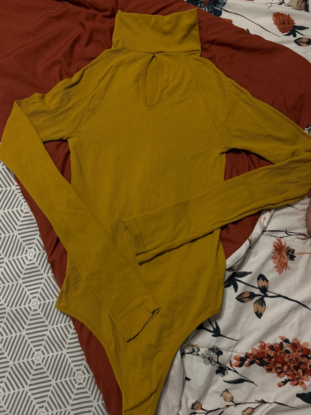 Mustard Yellow Ribbed Turtleneck Bodysuit