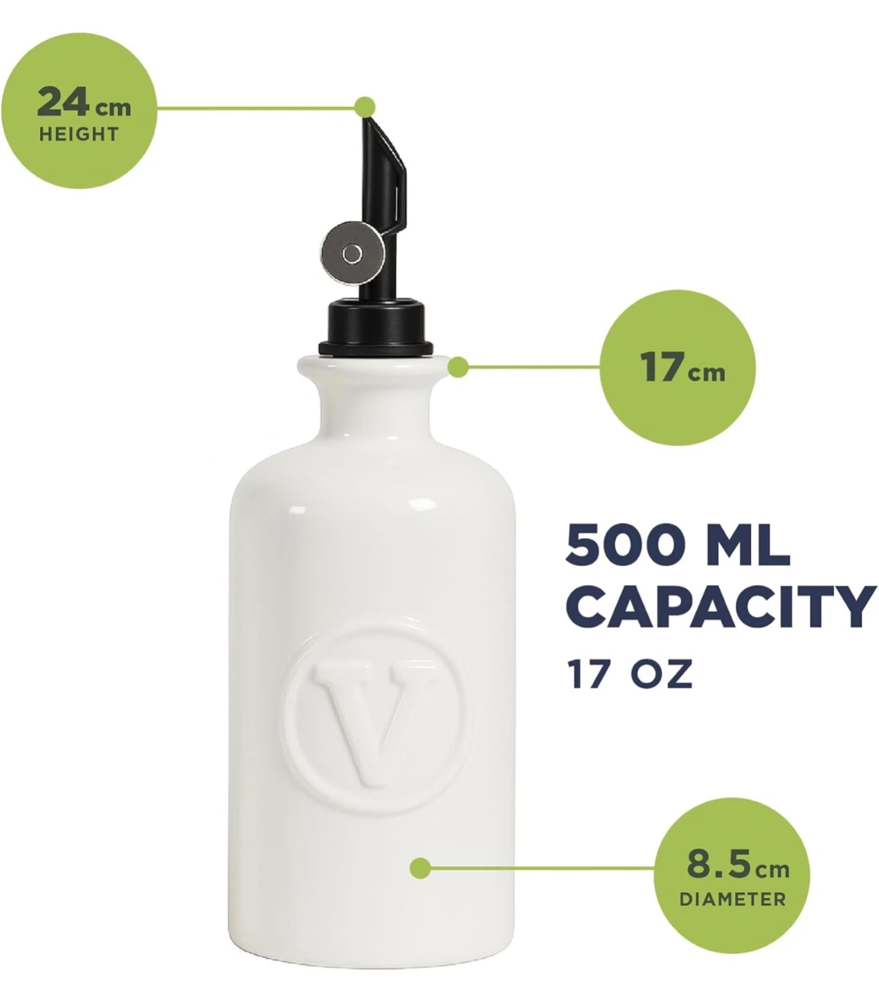 Olive Oil + Vinegar Ceramic Dispenser 500ml Bottle Set - photo 4
