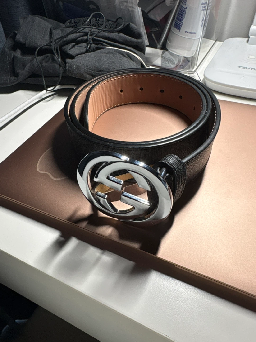 Gucci Monogram Belt with Interlocking G Buckle