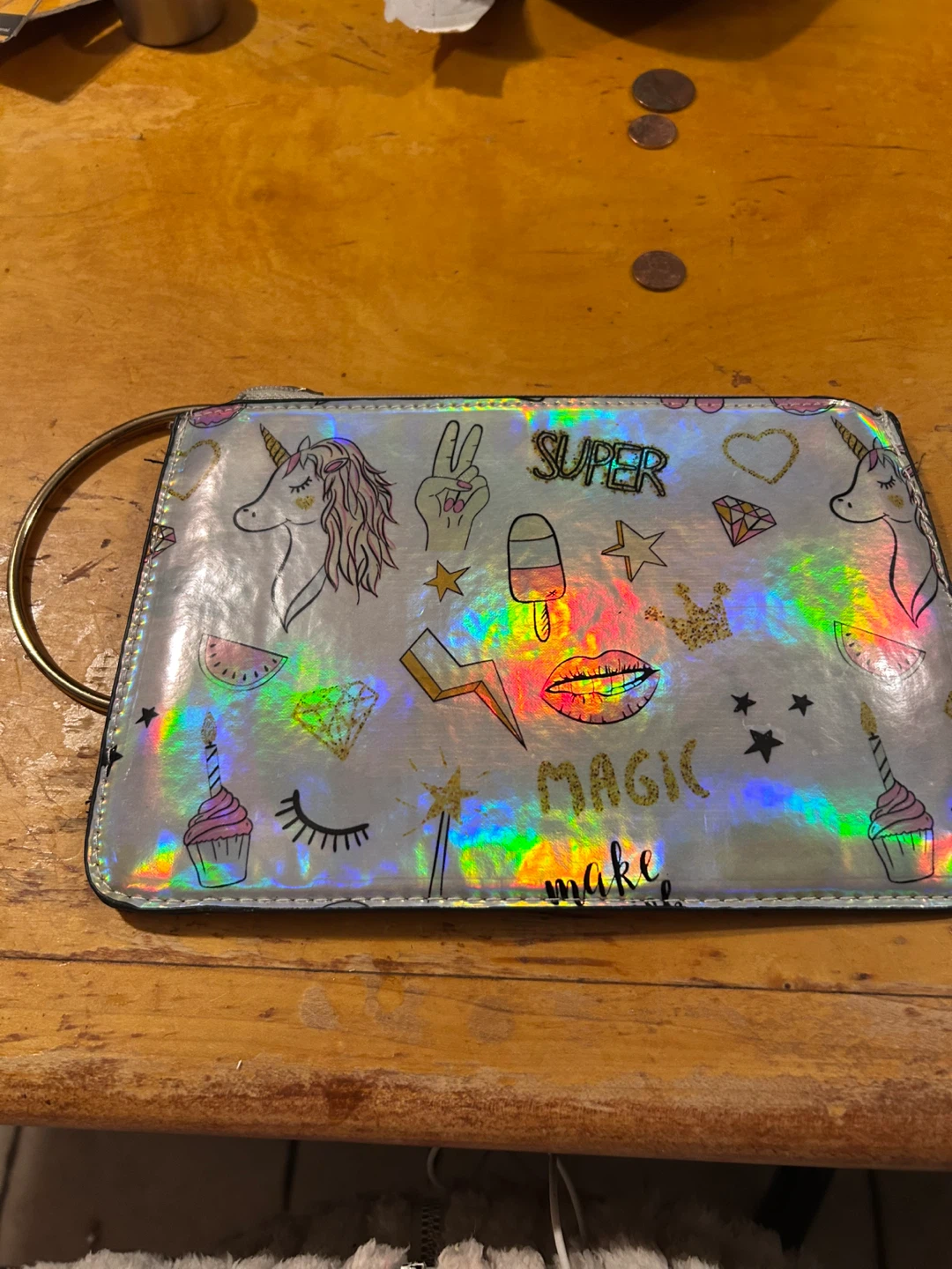 Unicorn and Rainbow Cosmetic Bag