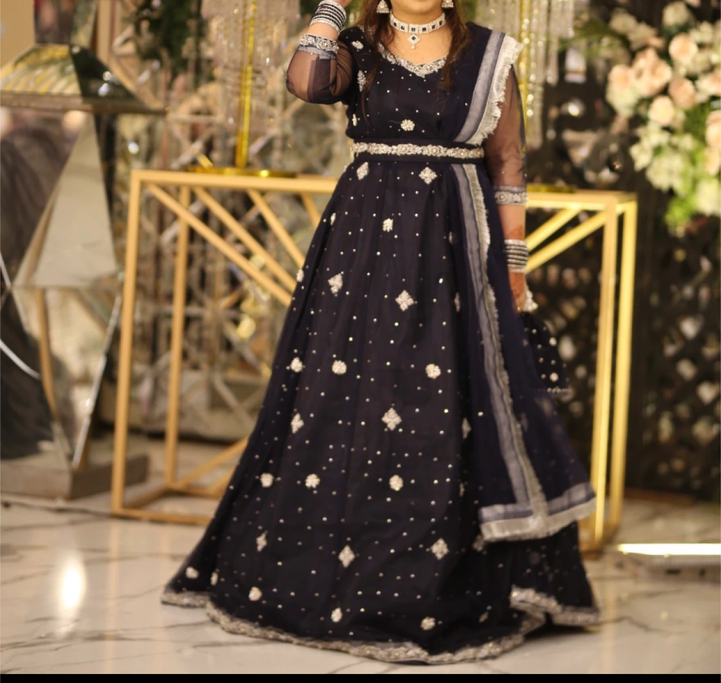 Women's Embroidered Black Anarkali Dress - photo 2