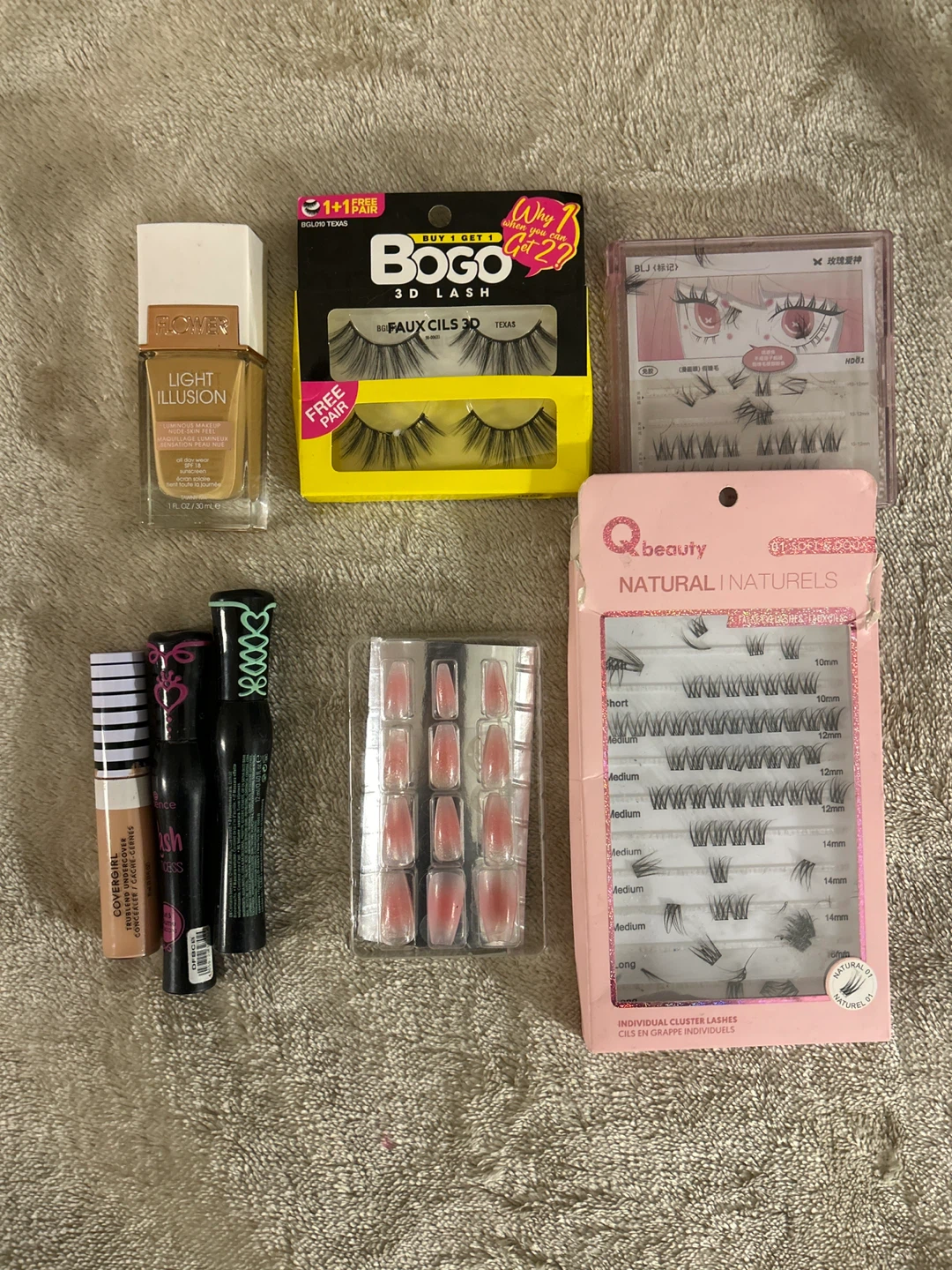 LASHES, FOUNDATION,CONCEALER MASCARA BUNDLE