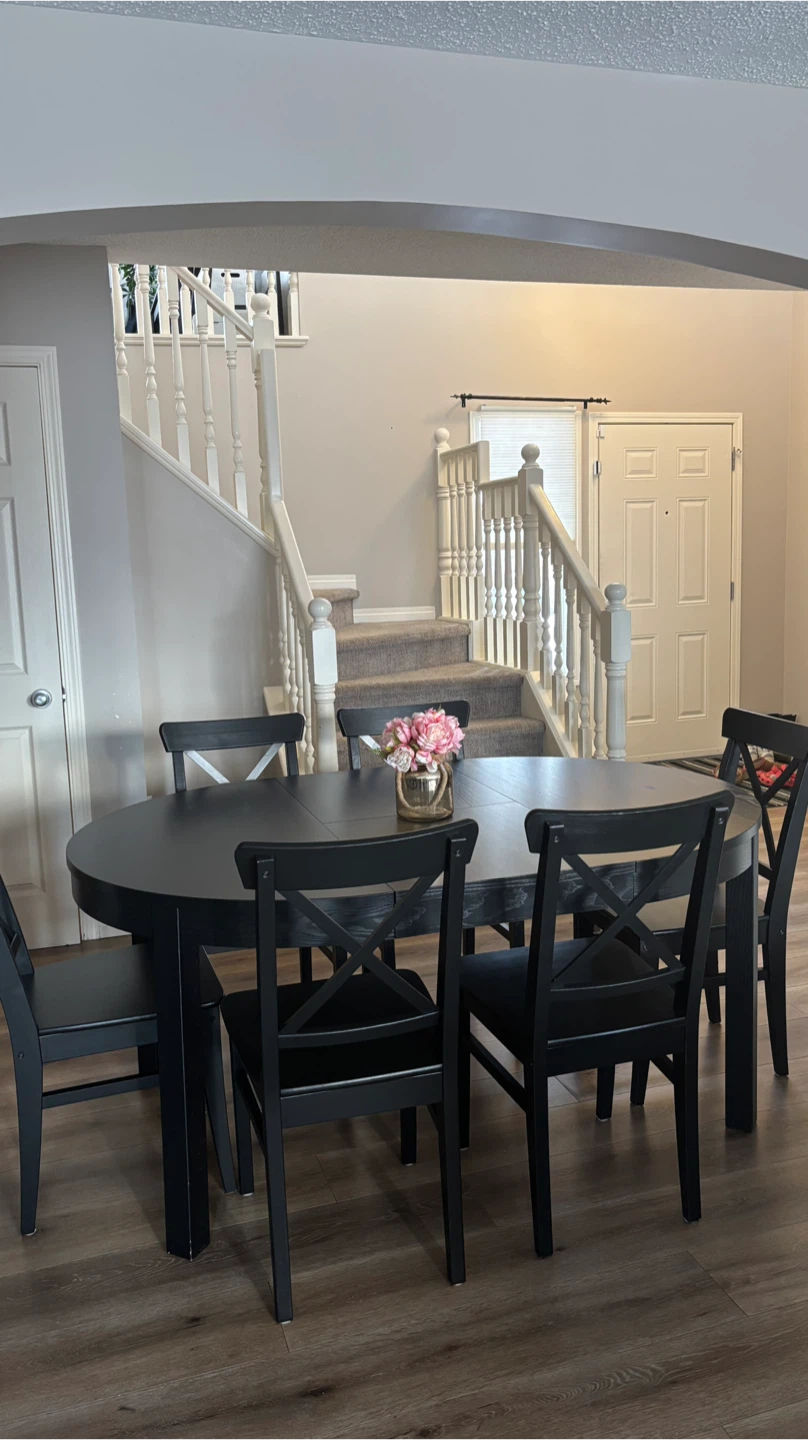 Black Dining Table with 6 Chairs