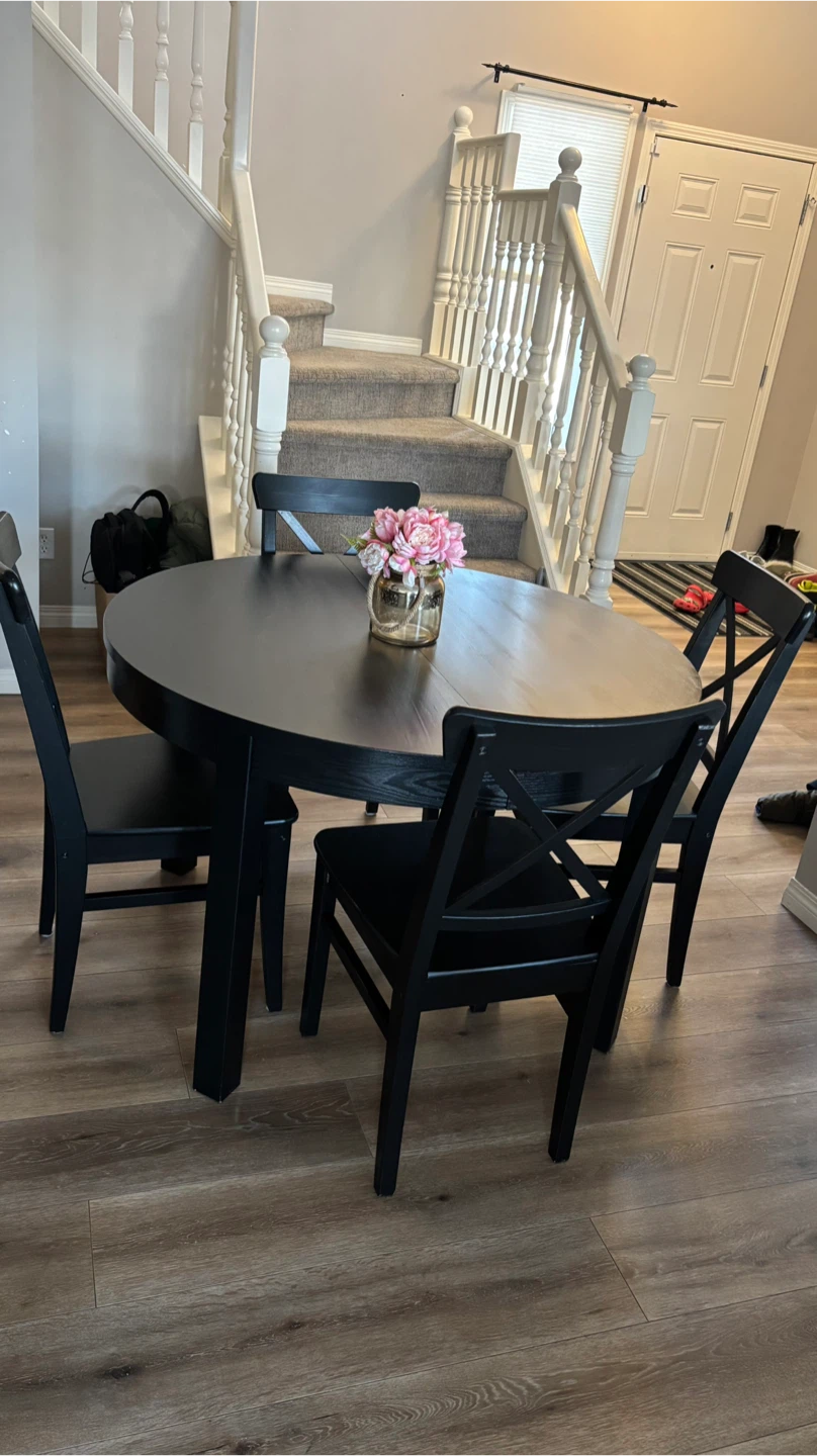 Black Dining Table with 6 Chairs - photo 2