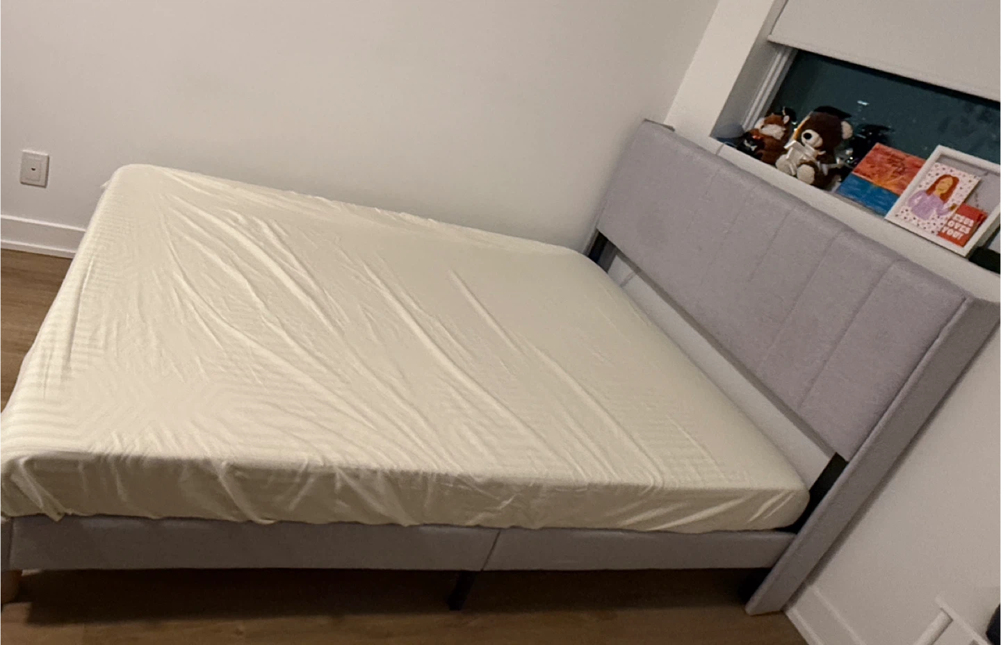 Grey Upholstered Bed Frame with Mattress Included - photo 2