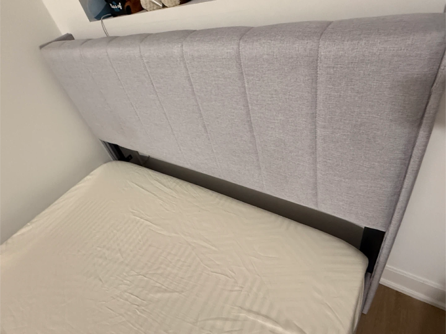 Grey Upholstered Bed Frame with Mattress Included