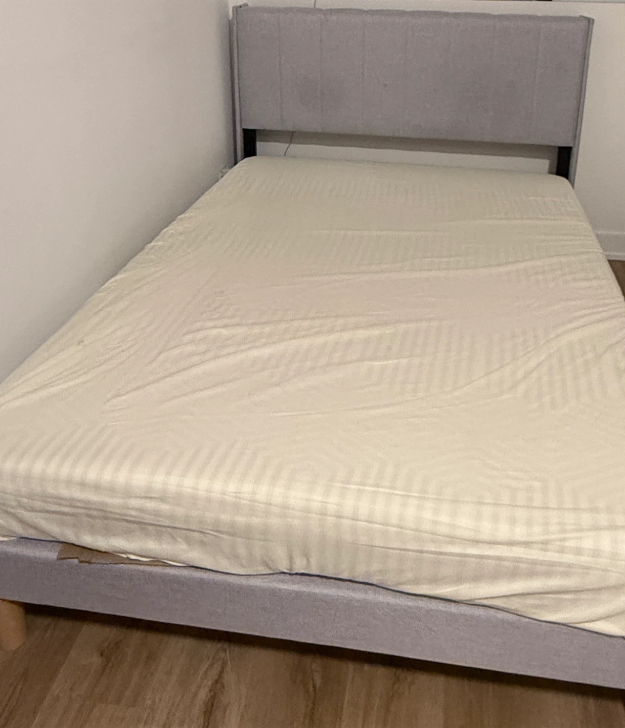 Grey Upholstered Bed Frame with Mattress Included - photo 3