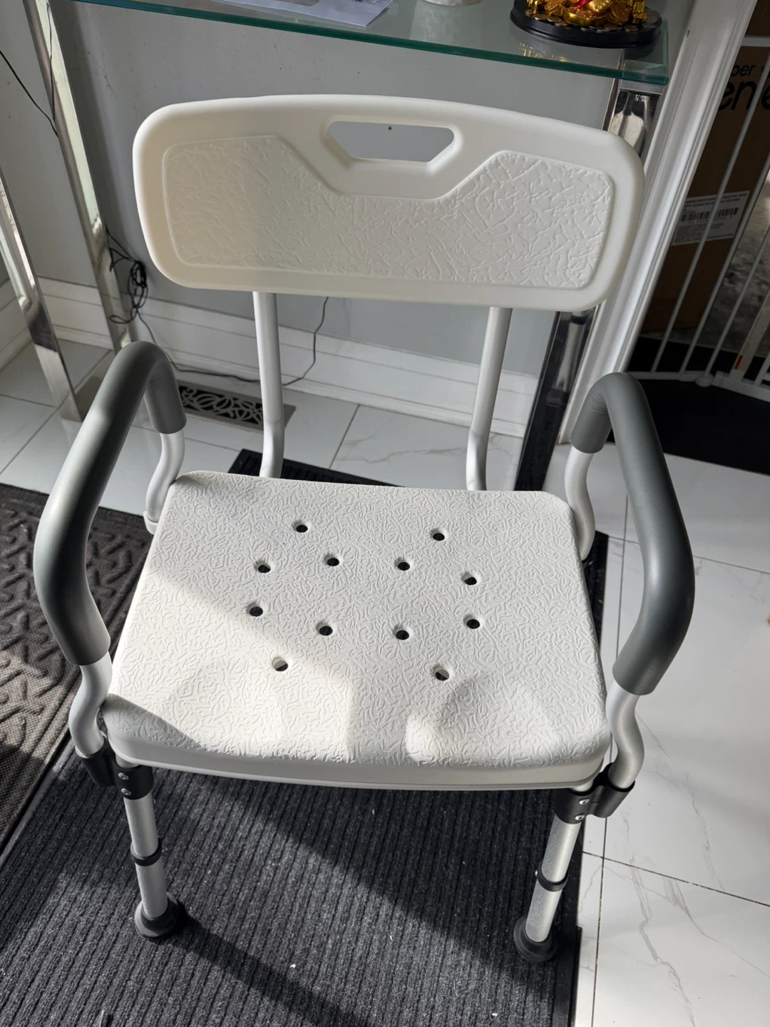 White Shower Chair with Arms and Backrest