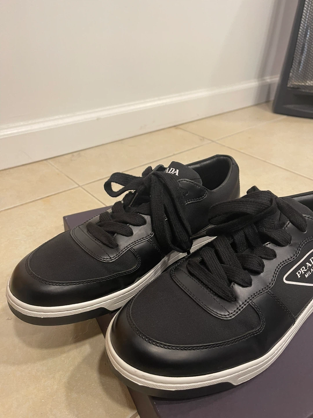Prada Black Leather & Nylon Sneakers - photo 2