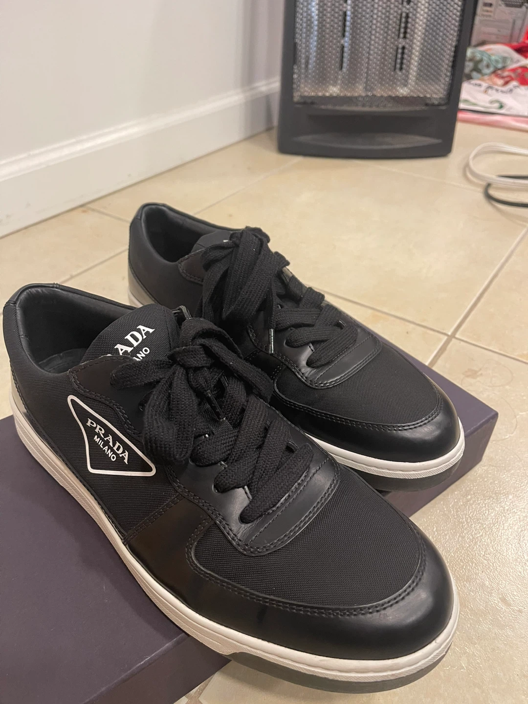 Prada Black Leather & Nylon Sneakers - photo 3