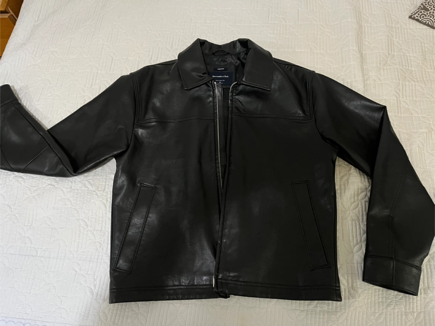 [A&F] Men's Leather Jacket - Black