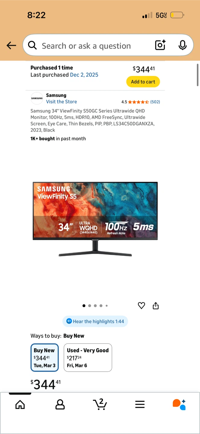 Samsung 34" ViewFinity S5 100Hz QHD Ultrawide Monitor - photo 2