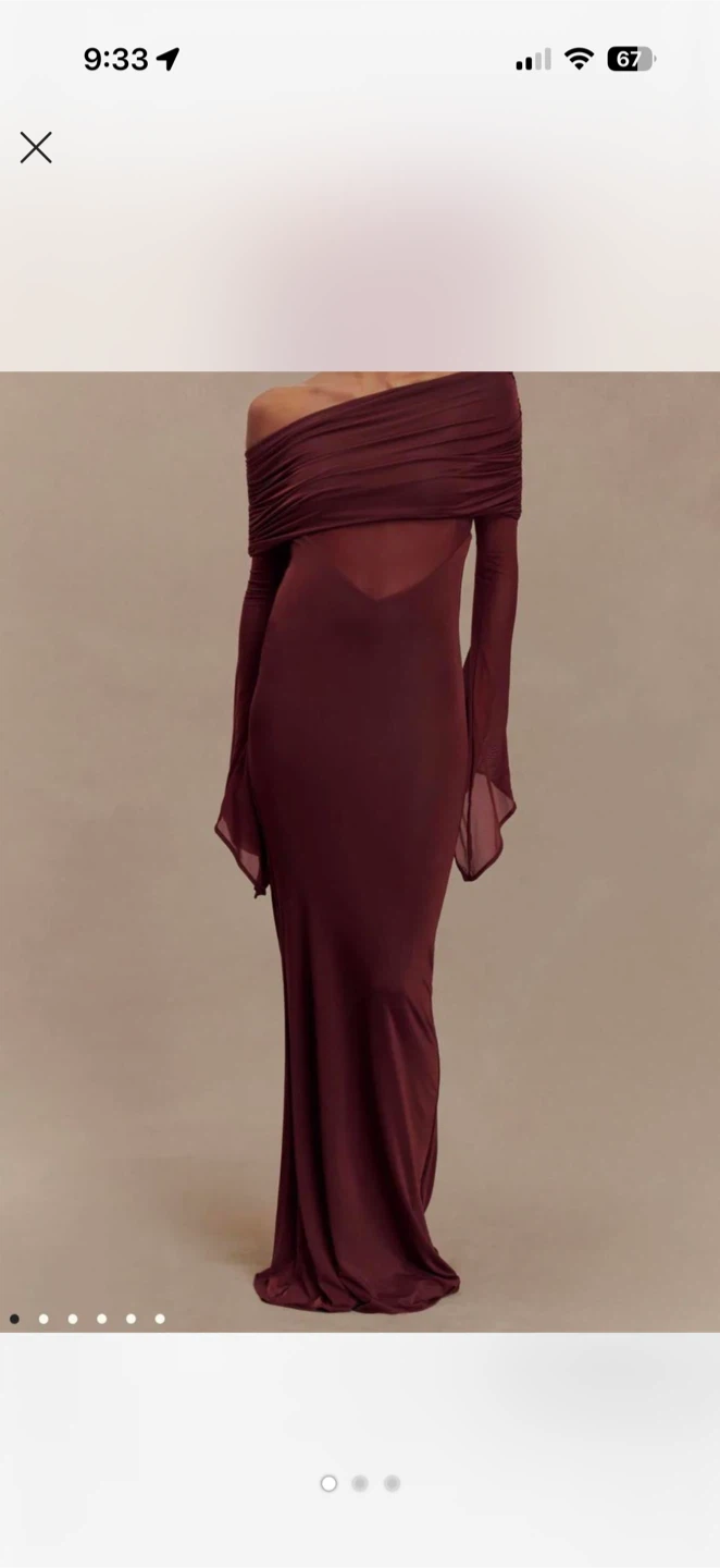 Burgundy Off-the-Shoulder Maxi Dress