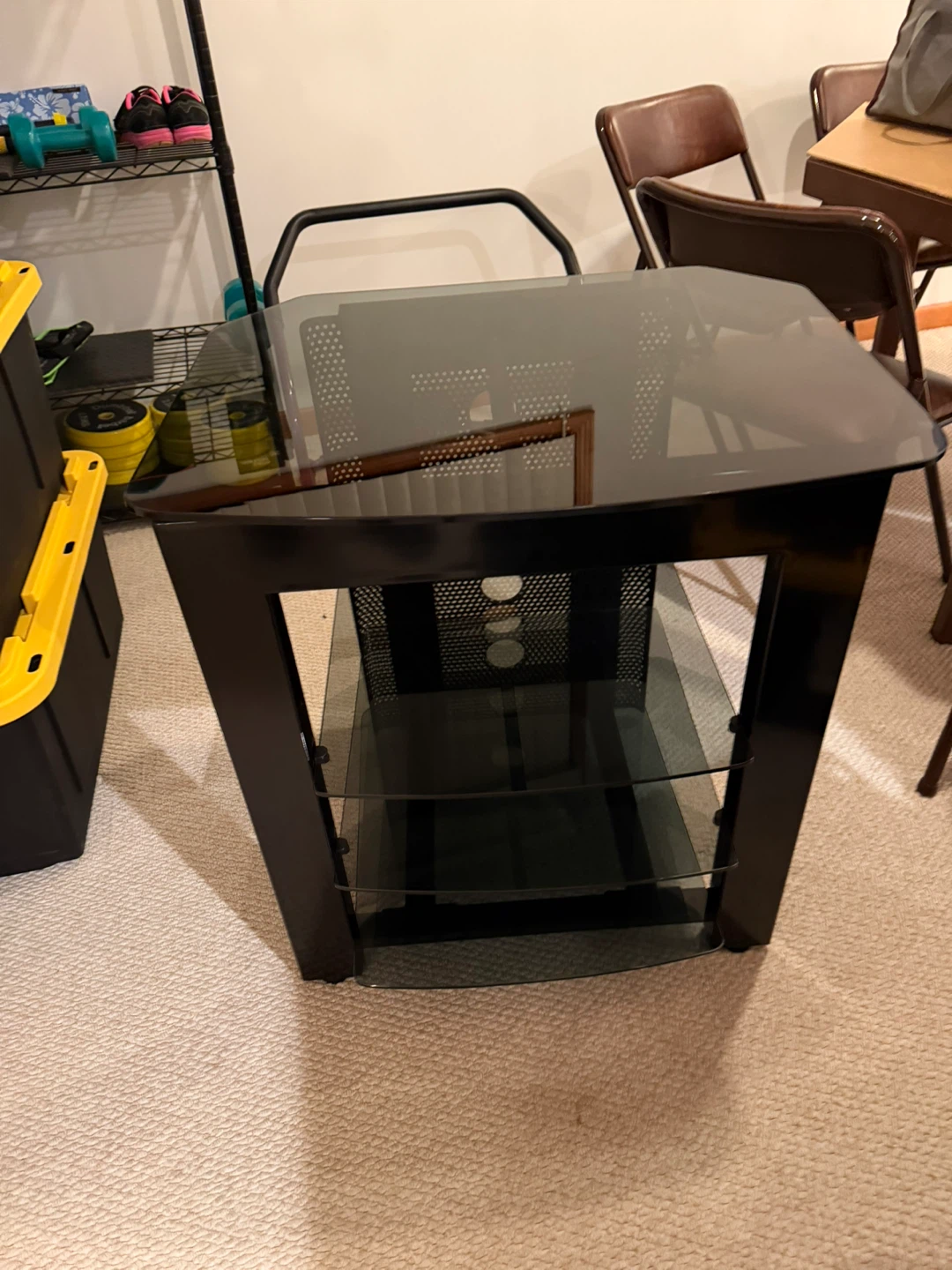 Black Glass TV Stand with 3 Shelves
