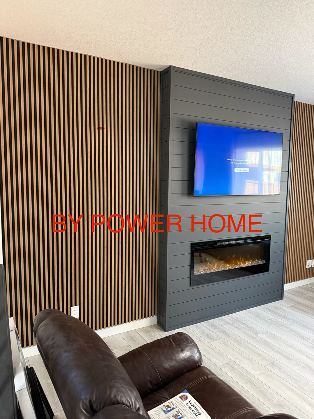Modern Electric Fireplace with Wall Paneling