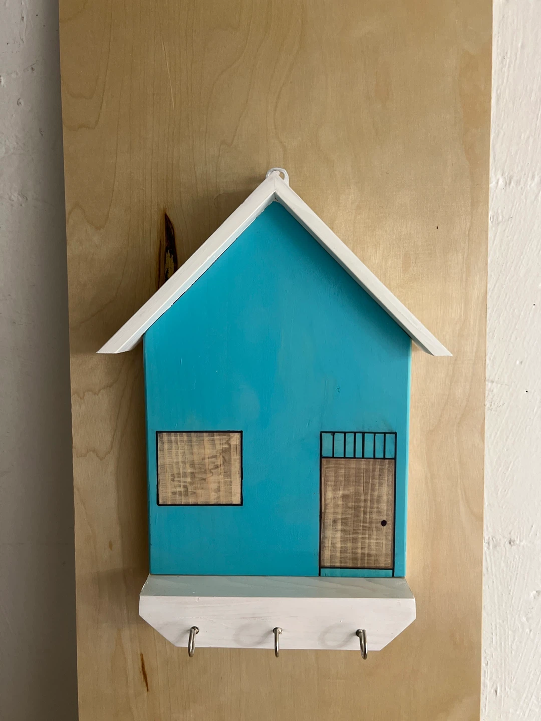 Blue House Key Holder wall