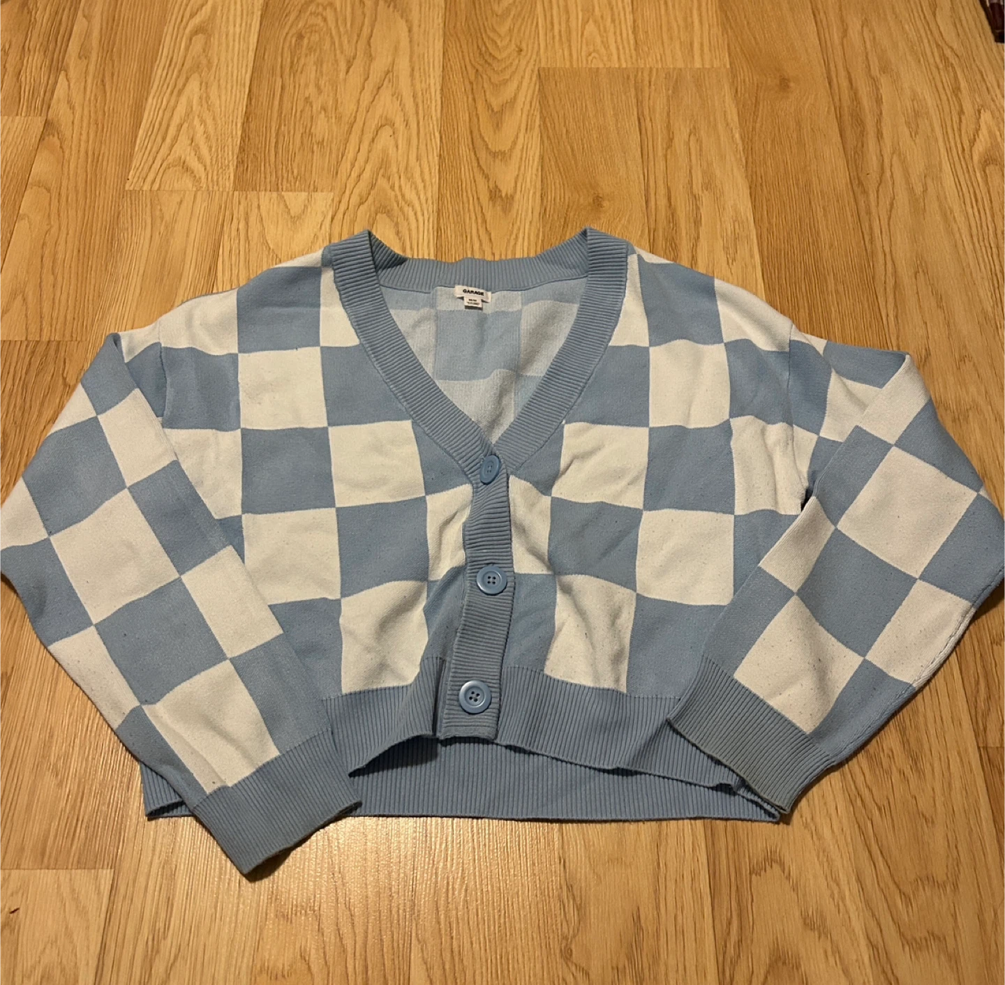 Garage Blue & White Checkered Cardigan