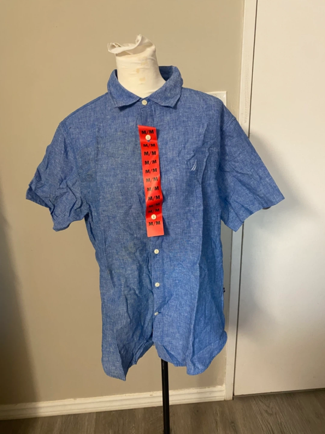 BNWT Nautica Men's Blue Short Sleeve Button-Up Shirt