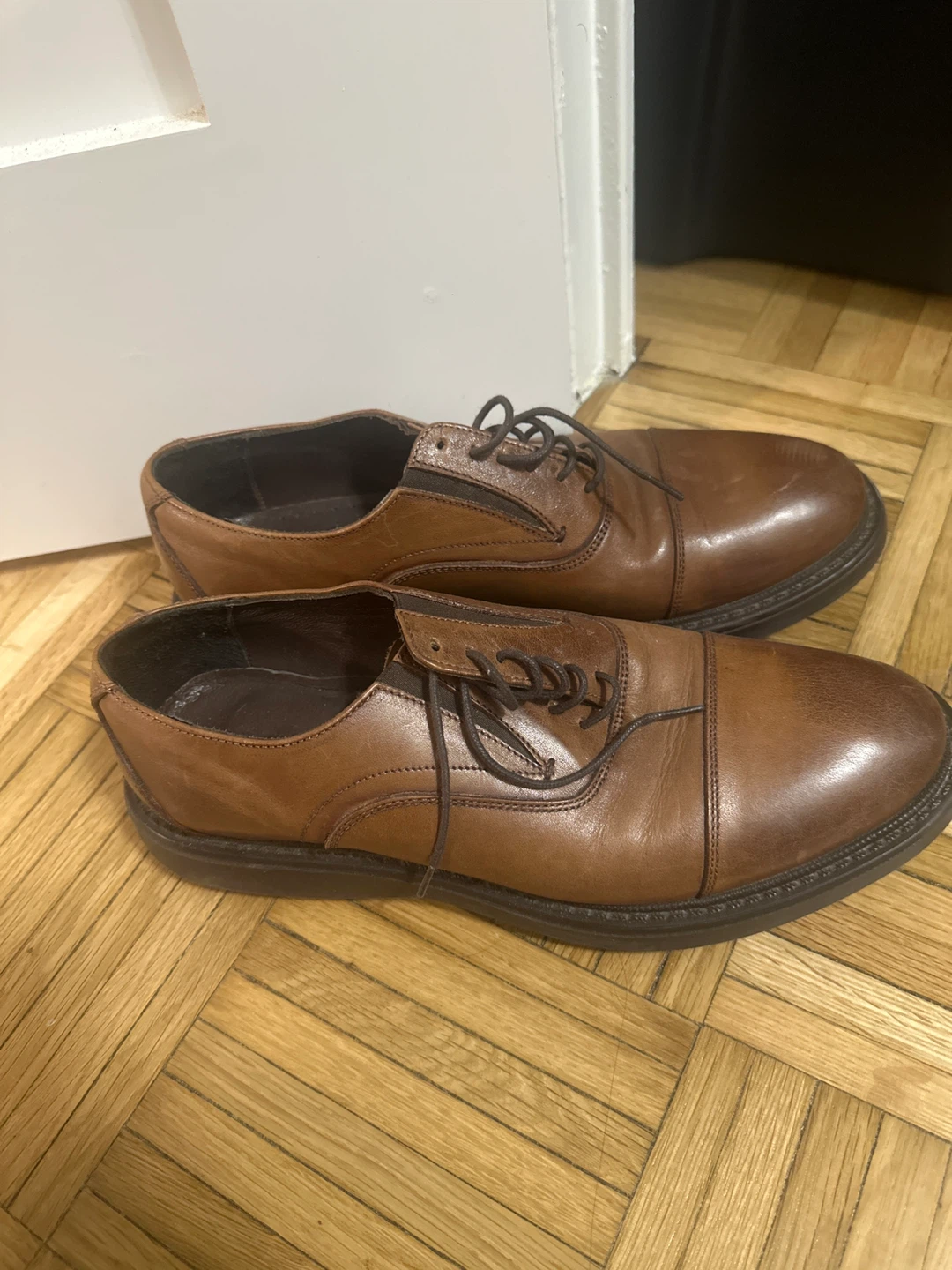Turkish Brand (Derimod) Brown Leather Cap Toe Dress Shoes - photo 2