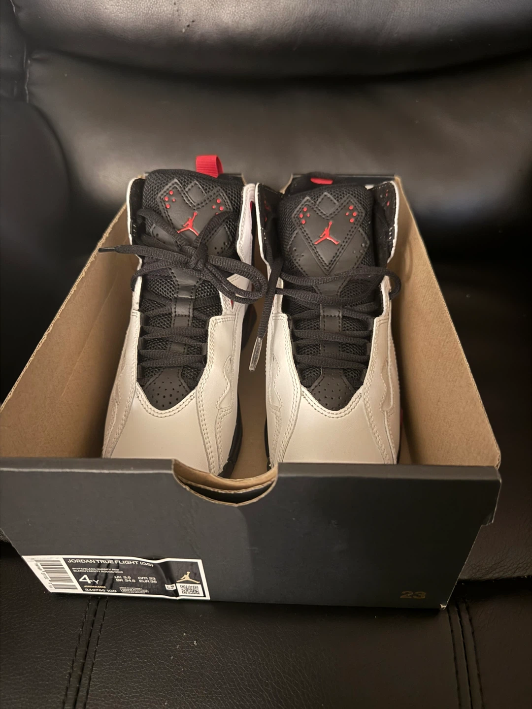 Jordan True Flight GS White Red Basketball Shoes Size 4Y - photo 4