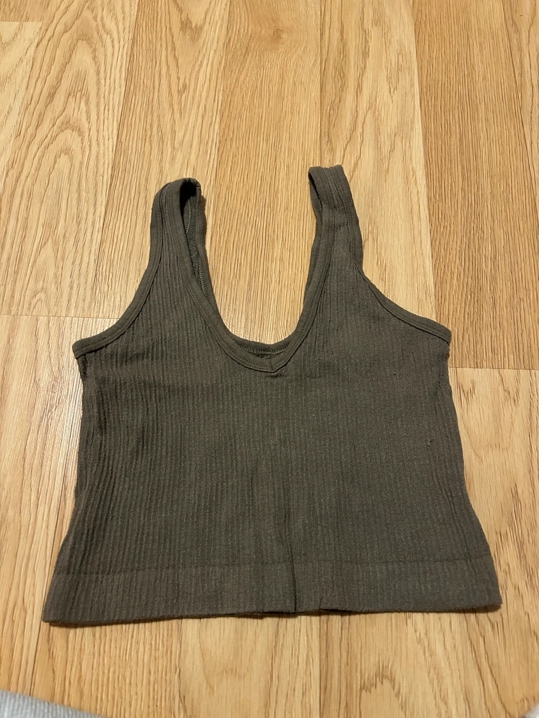 Urban Outfitters Ribbed Tank Top - Olive Green - Medium