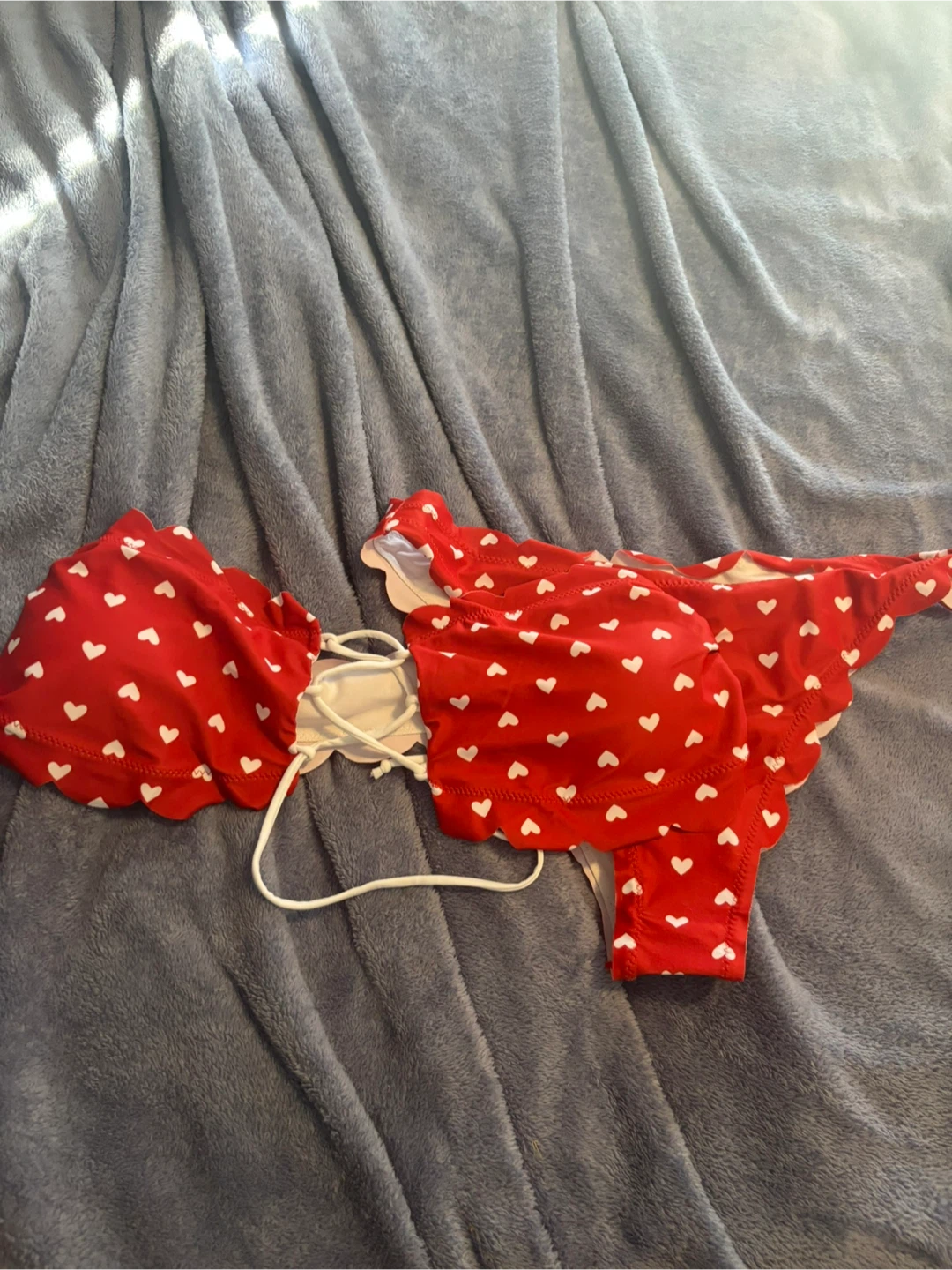Red Bikini with White Hearts