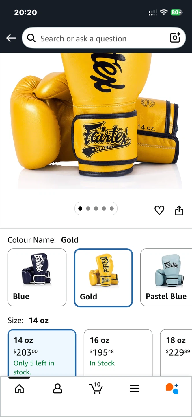 Fairtex Gold Boxing Gloves 12 oz. - photo 4