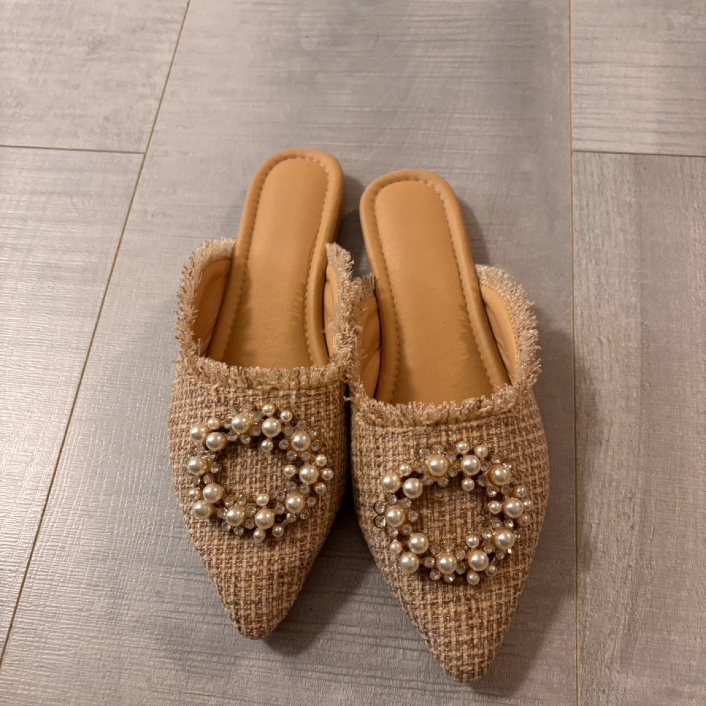 Women's Pearl Embellished Mules - Size 36