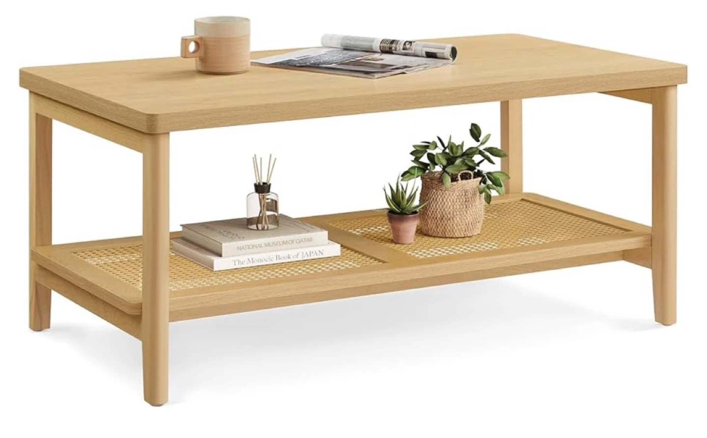 VASAGLE Wood Coffee Table with Shelf