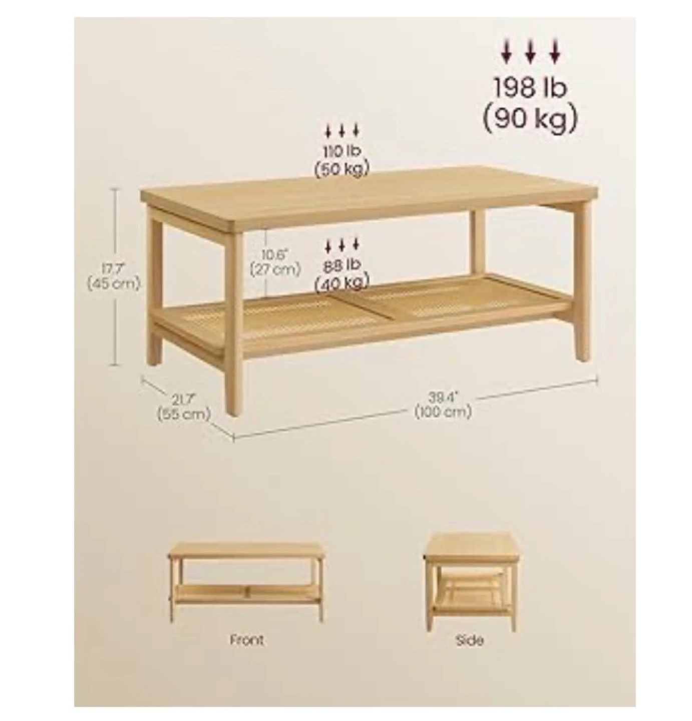 VASAGLE Wood Coffee Table with Shelf - photo 3