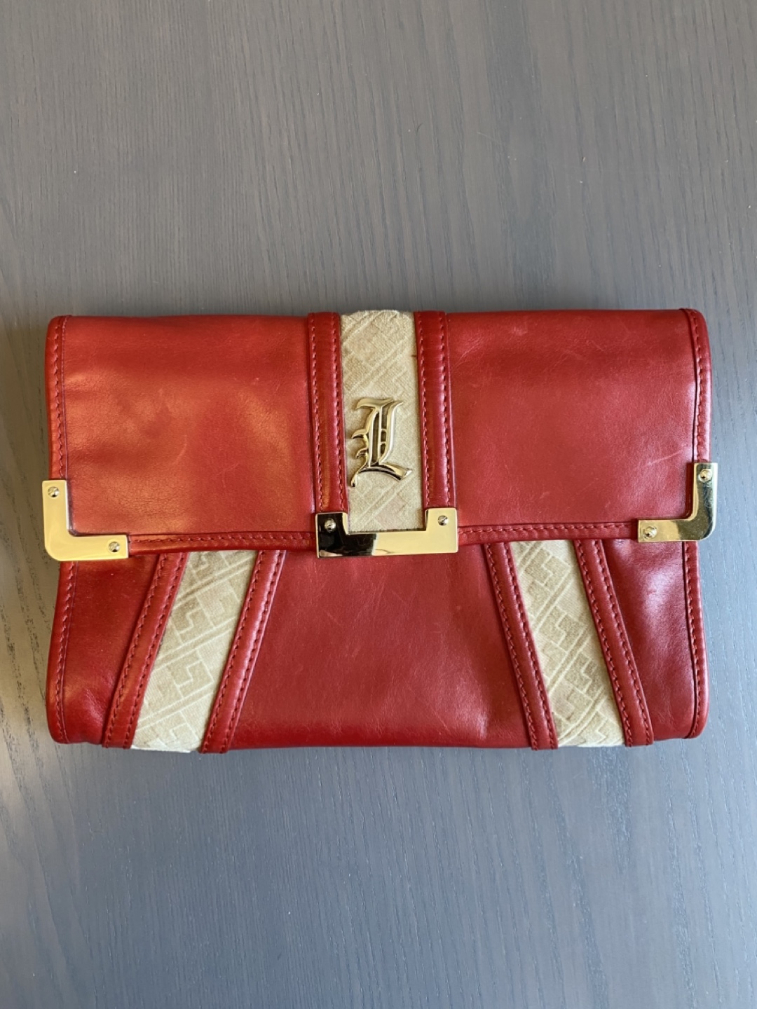 L.A.M.B by Gwen Stefani RED Genuine LEATHER CLUTCH