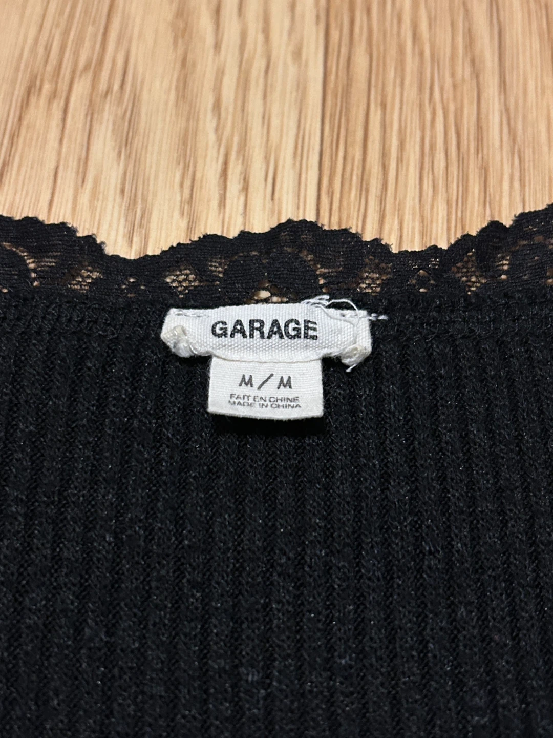 Garage Black Lace Trim T-Shirt Size M - photo 2