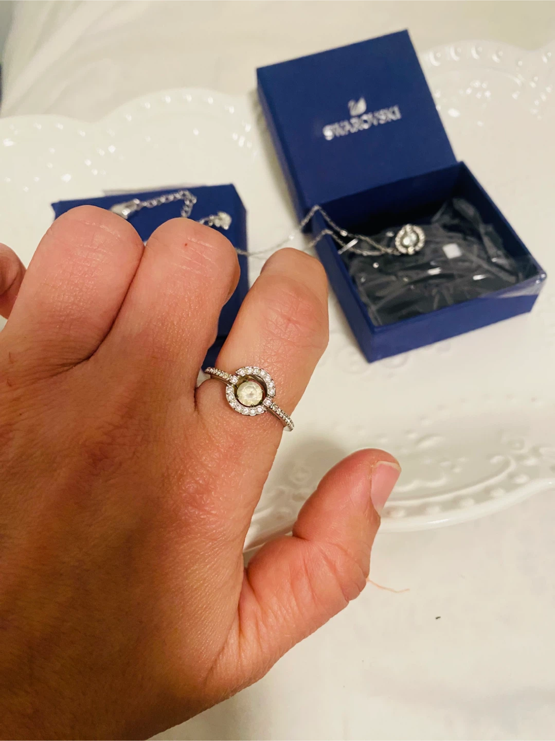 Swarovski Necklace and Ring Set with dangling crystals - photo 4
