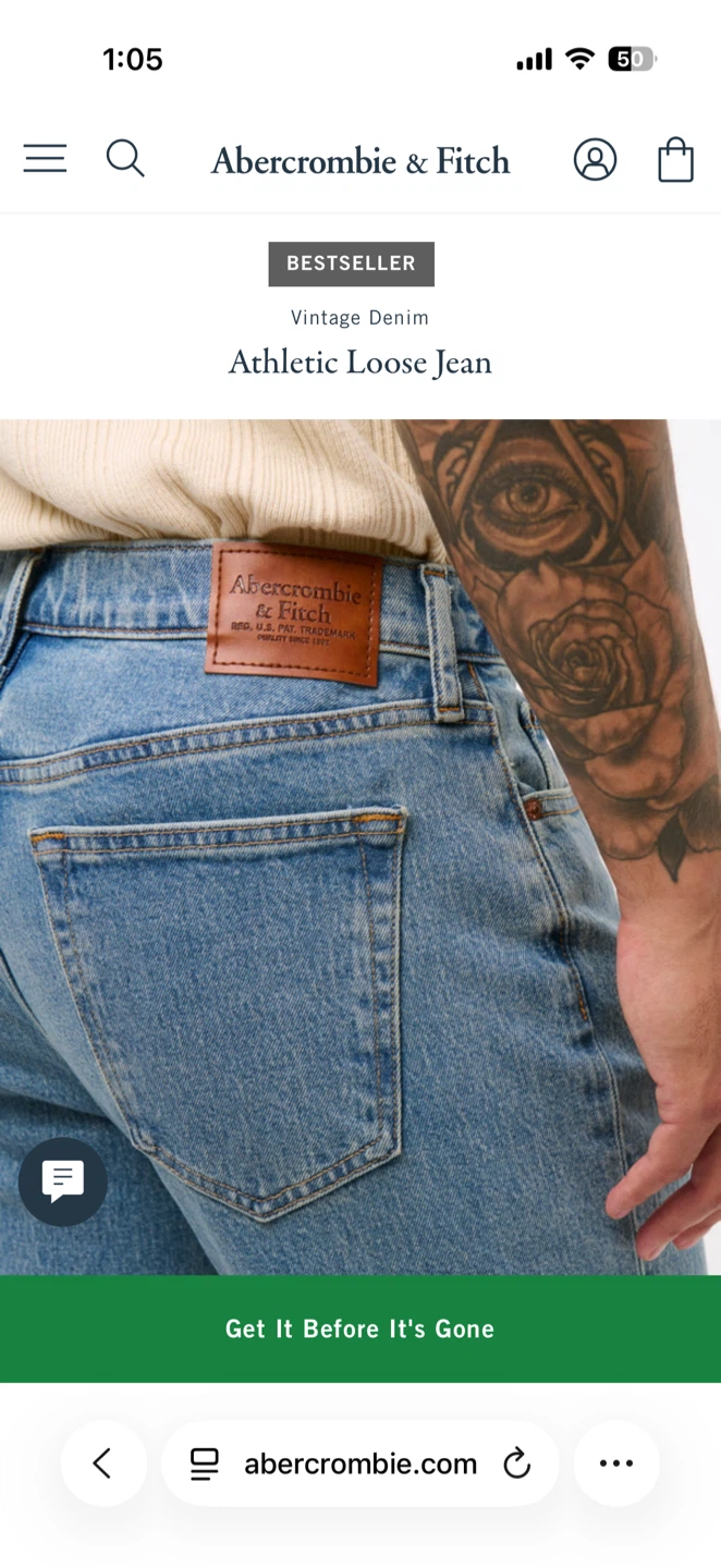 Abercrombie & Fitch Athletic Loose Jean - Waist 33, Length 32 - photo 3
