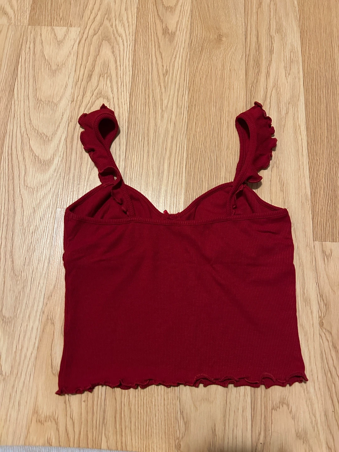 Red Ribbed Crop Top - M - photo 2