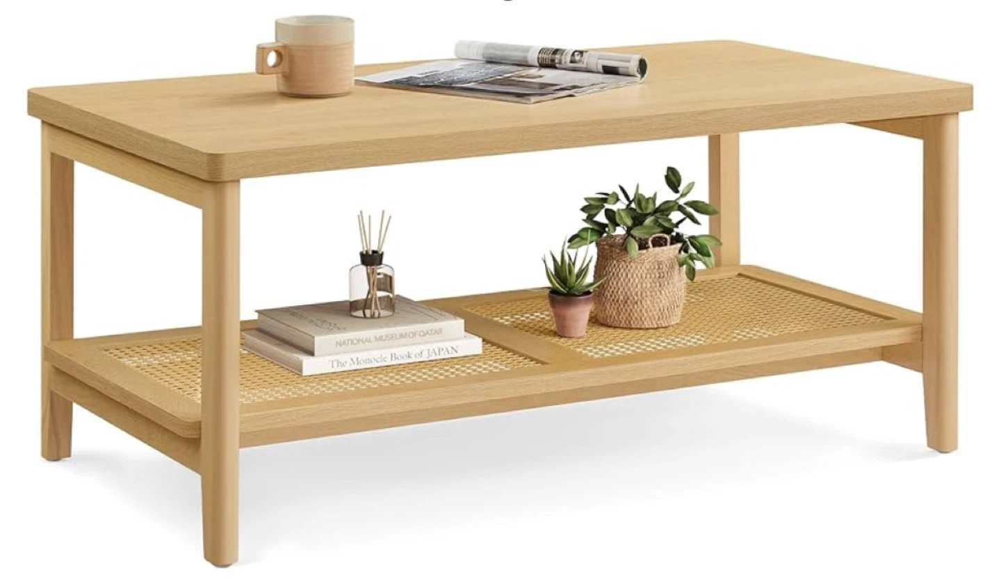VASAGLE Coffee Table with Two-Tier Shelving