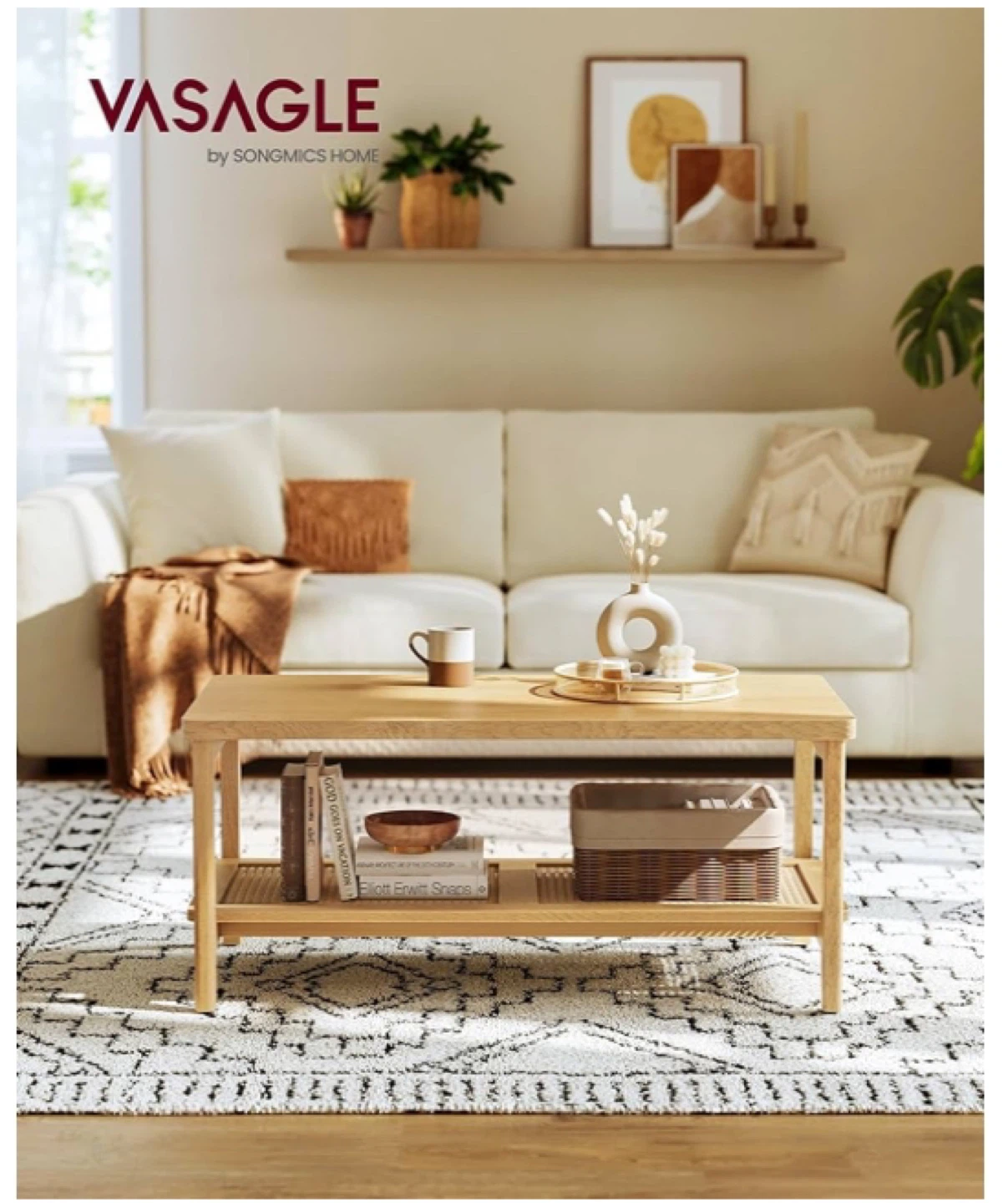 VASAGLE Coffee Table with Two-Tier Shelving - photo 3