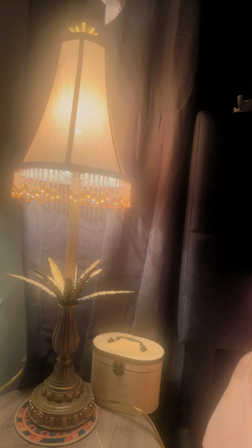 Vintage Decorative Table Lamp with Beaded Shade