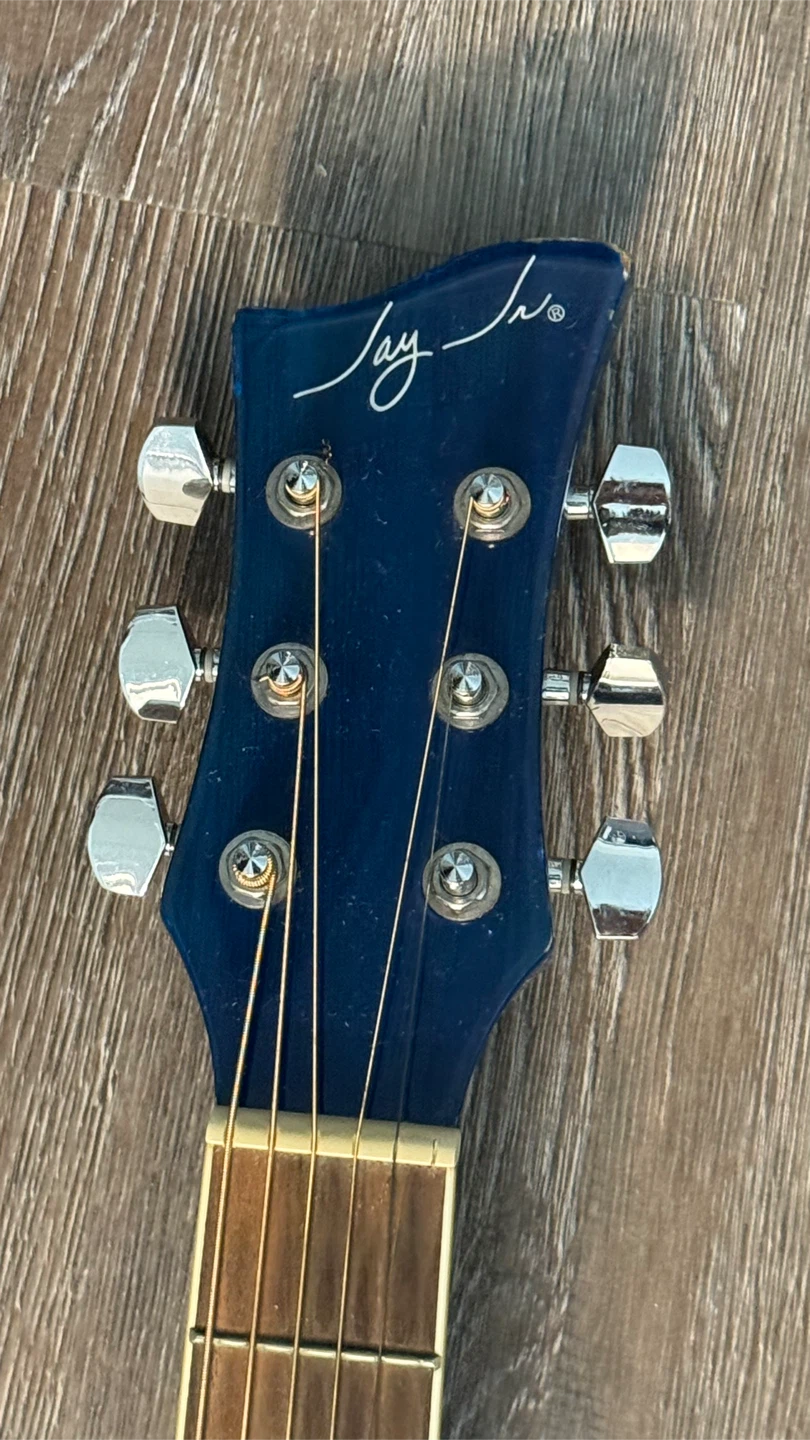 3/4 Jay Turser Jr Blue Acoustic Guitar - photo 4
