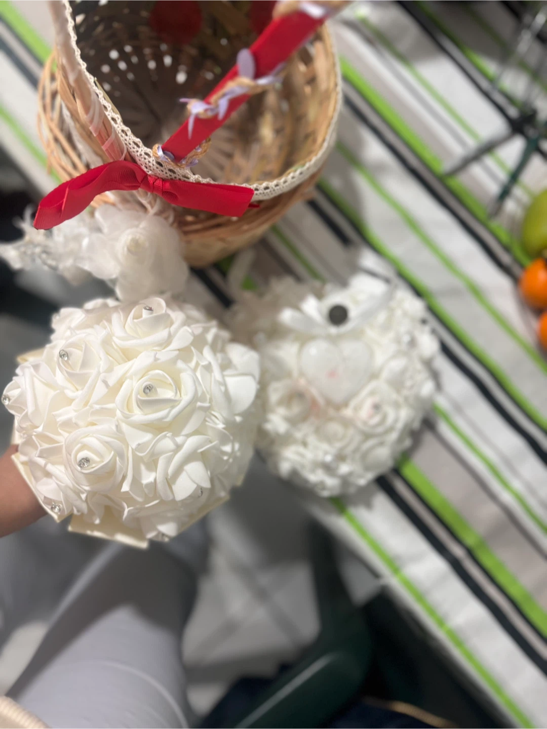 White Rose Bridal Bouquet with Rhinestones and Bow