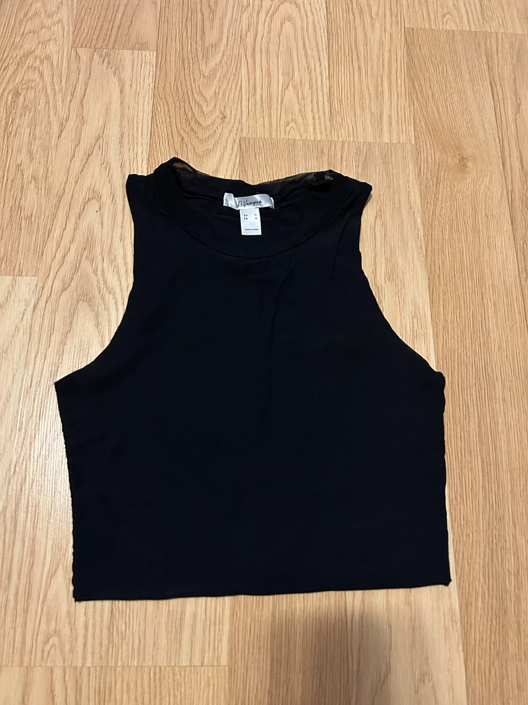 Black Mesh Sleeveless Crop Top